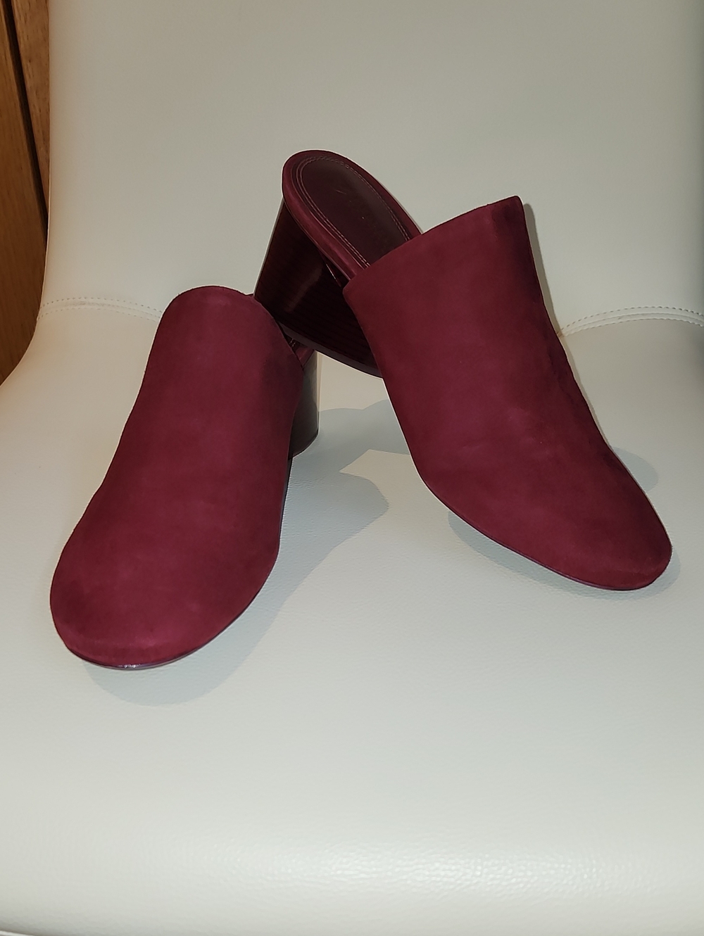 MERCEDES CASTILLO Abia Mid Burgundy Suede Heeled Mule - NWOB